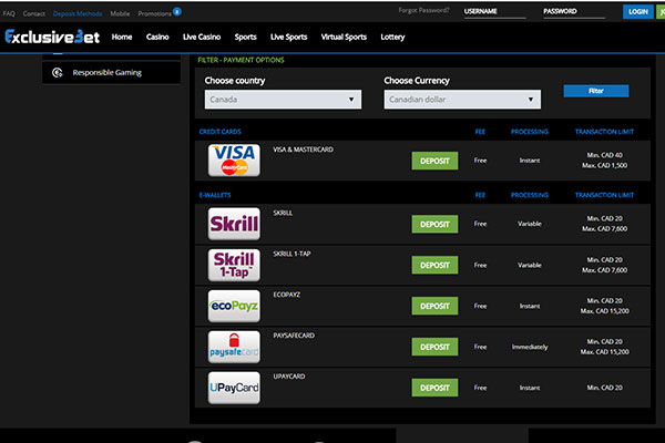 ExclusiveBet screenshot