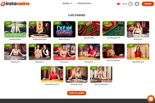 Instacasino Live Dealer