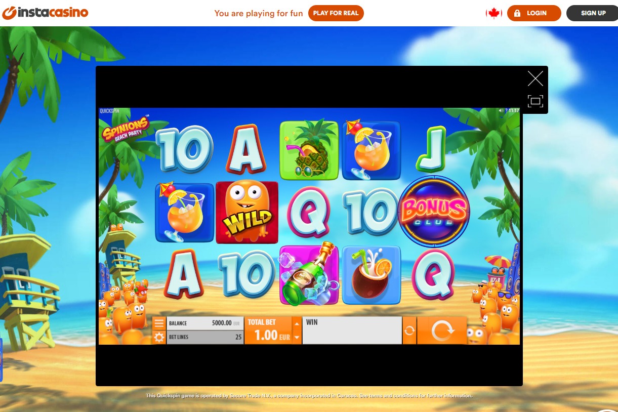 InstaCasino Casino screenshot