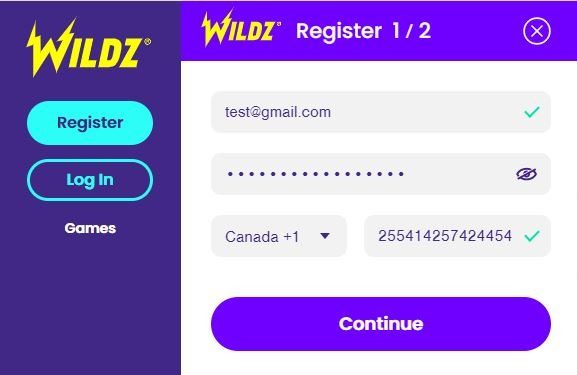 Wildz Sign Up